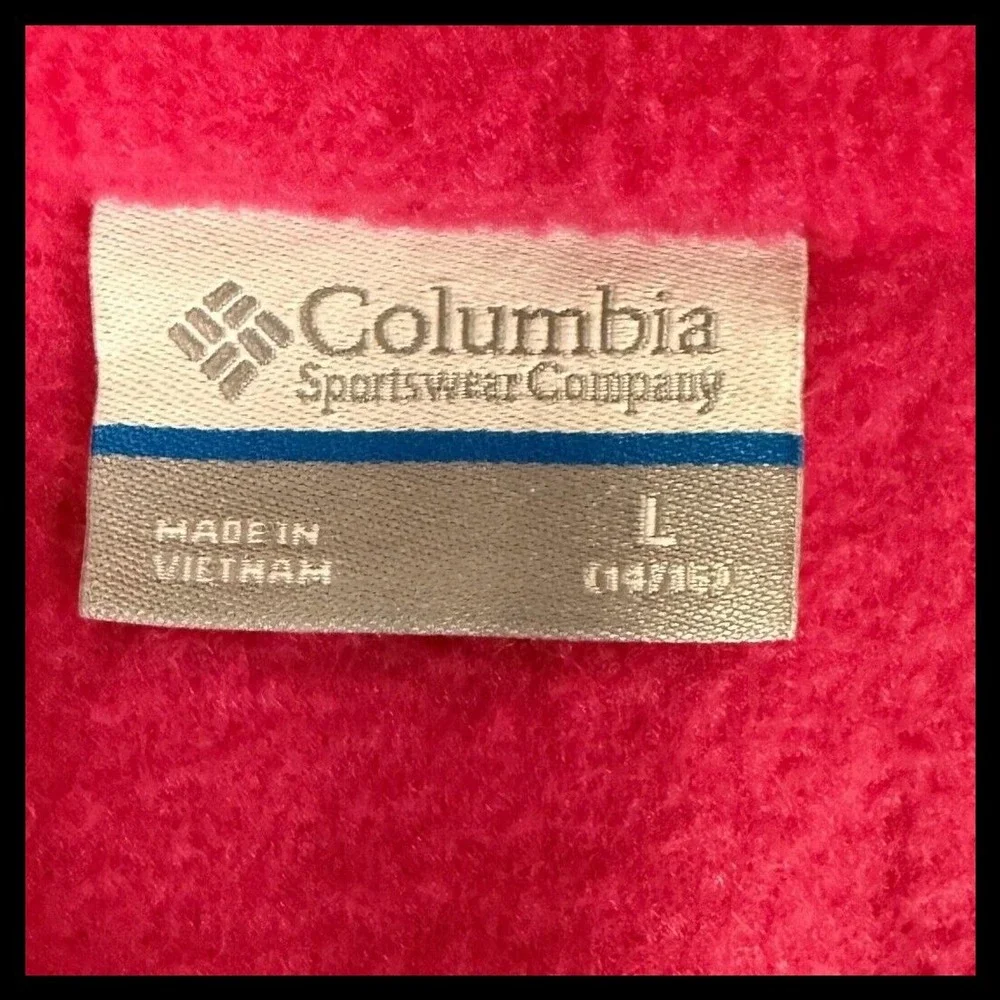 Columbia Fleece‎ Jacket Kids Large 14/16 Pink Full Zip Mock Neck Outerwear